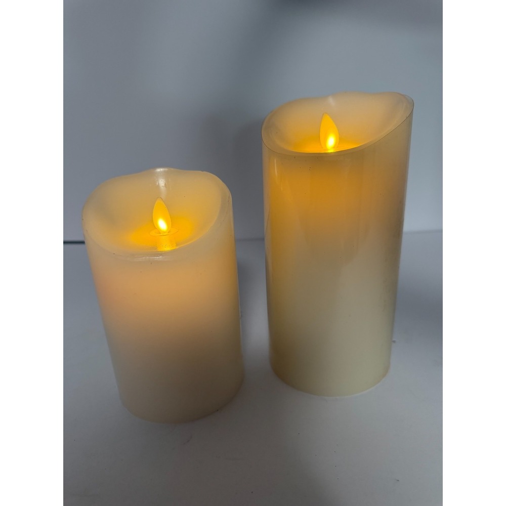 Luminara Moving Flame Flameless Candles Ivory 5" 7" Pillar Set Tested Flickering